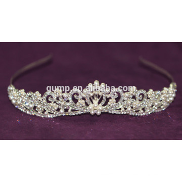 Dernier élégant mariage floral Tiara nuptiale strass Pearl Crown